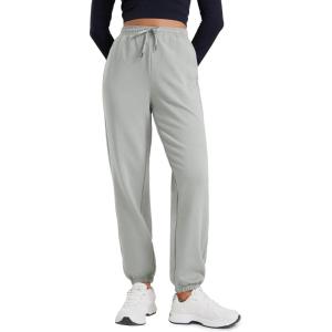 CRZ YOGA Fleece Sweatpants Women Cotton Joggers High Waisted Lounge Casual Travel Elastic Bottom Pants with Pockets(Sterling)