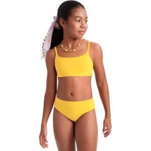 CRZ YOGA Girls Bikini Set 2 Piece Swimsuit – Beach Sports Bathing Suit Scoop Neck Adjustable Straps Padded Kids Teen(High Visibility Yellow)