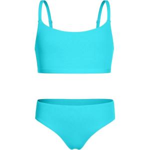 CRZ YOGA Girls Bikini Set 2 Piece Swimsuit – Beach Sports Bathing Suit Scoop Neck Adjustable Straps Padded Kids Teen(Turquoise)
