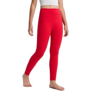 CRZ YOGA Girls Butterlift Full Length No Front Seam Yoga Leggings – Athletic Sports Casual Pants Tights Kids Teen(Aurora Red)