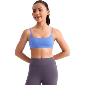 CRZ YOGA Girls Butterluxe Adjustable Spaghetti Strap Sports Bra – Yoga Athletic Casual Scoop Neck Crop Padded Kids Teen(Wild Indigo)
