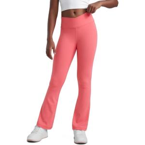 CRZ YOGA Girls Butterluxe Crossover Waist Yoga Flare Leggings – Dance Casual Athletic Pants Bell Bottoms Kids Teen(Raspberry Sorbet)