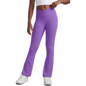 CRZ YOGA Girls Butterluxe Crossover Waist Yoga Flare Leggings – Dance Casual Athletic Pants Bell Bottoms Kids Teen(Royal Lilac)