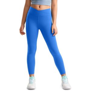 CRZ YOGA Girls Butterluxe Crossover Waist Yoga Leggings – Athletic Sports Casual Pants V Cross Tights Kids Teen(Sparkle Blue)