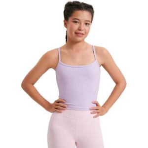 CRZ YOGA Girls Butterluxe Double Lined Camisole Tank Tops Crop – Dance Yoga Athletic Casual Spaghetti Y Back Kids Teen(Lilac Air)