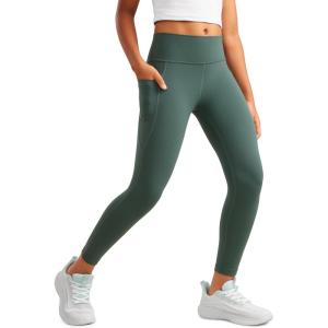 CRZ YOGA Girls Butterluxe Yoga Leggings with Pockets – Athletic Sports Casual Pants High Waist Tights Kids Teen(Dark Forest Green)
