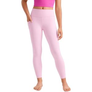 CRZ YOGA Girls Butterluxe Yoga Leggings with Pockets – Athletic Sports Casual Pants High Waist Tights Kids Teen(Pink Peony)