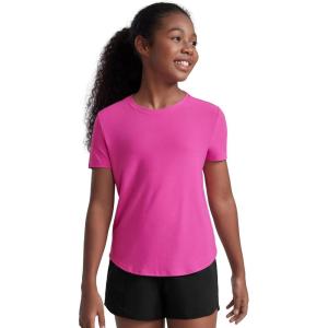 CRZ YOGA Girls Cloudweight Short Sleeve Athletic T Shirts – Active Sports Casual Tees Crew Neck Side Slit Kids Teen(Light Purple)