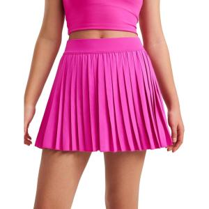 CRZ YOGA Girls Feathery-Fit Soft Athletic Pleated Skirts – Tennis School Casual Skorts with Pockets Liner Kids Teen(Hibiscus Purple)