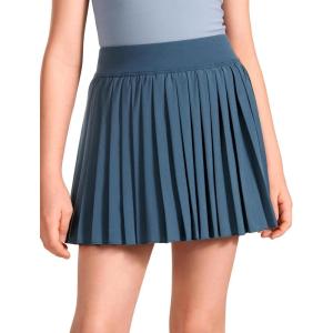 CRZ YOGA Girls Feathery-Fit Soft Athletic Pleated Skirts – Tennis School Casual Skorts with Pockets Liner Kids Teen(Stelindigo)