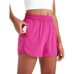 CRZ YOGA Girls Feathery-Fit Soft Athletic Shorts with Zipper Pocket – Tennis Soccer Running Casual Liner Kids Teen(Hibiscus Purple)