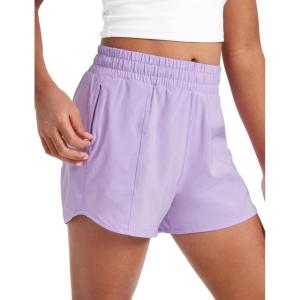 CRZ YOGA Girls Feathery-Fit Soft Athletic Shorts with Zipper Pocket – Tennis Soccer Running Casual Liner Kids Teen(Lilac)