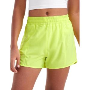 CRZ YOGA Girls Feathery-Fit Soft Athletic Shorts with Zipper Pocket – Tennis Soccer Running Casual Liner Kids Teen(Neon Yellow)