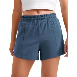 CRZ YOGA Girls Feathery-Fit Soft Athletic Shorts with Zipper Pocket – Tennis Soccer Running Casual Liner Kids Teen(Stelindigo)