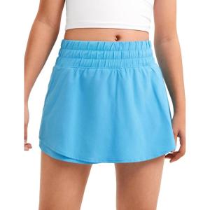 CRZ YOGA Girls Feathery-Fit Soft Flowy Athletic Shorts – Tennis Soccer Casual Ruffle Skirt Zip Pocket Liner Kids Teen(Kayak Blue)