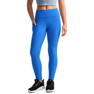 CRZ YOGA Girls Fleece Lined Full Length Athletic Leggings – Water Resistant Casual Yoga Thermal Pants with Pockets Winter(Sparkle Blue)