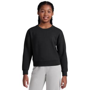 CRZ YOGA Girls SoftAura Long Sleeve Crew Neck Casual Hoodie – Lounge Pullover Sweatshirts Relaxed Waist Length Kids Teen(Black)