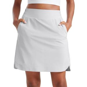 CRZ YOGA Golf Skirts for Women 18” High Waisted A Line Athletic Casual Tennis Skort with Shorts Pockets(Platinum Grey)