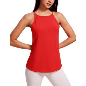 CRZ YOGA Halter High Neck Workout Tops for Women Flowy Cami Sleeveless Tank Athletic Yoga Shirts(Festival Red)