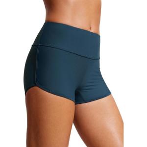 CRZ YOGA High Waisted Dolphin Board Shorts for Women 2.5” – Quick Dry Swim Beach Bathing Suit Bottoms with Liner(Insignia Blue)