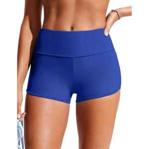CRZ YOGA High Waisted Dolphin Board Shorts for Women 2.5” – Quick Dry Swim Beach Bathing Suit Bottoms with Liner(Waves Blue)