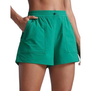 CRZ YOGA High Waisted Hiking Shorts for Women 3″ – Water Resistant Cargo for Athletic Travel Outdoor with Zip Pockets(Cascadia Green)