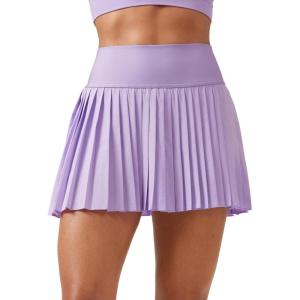 CRZ YOGA High Waisted Pleated Tennis Skirts for Women – Mini Lined Casual Tummy Control Skort with Pockets(Lilac)
