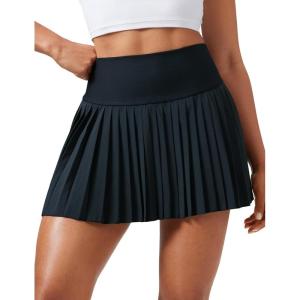 CRZ YOGA High Waisted Pleated Tennis Skirts for Women – Mini Lined Casual Tummy Control Skort with Pockets(True Navy)