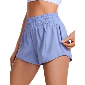 CRZ YOGA High Waisted Running Shorts for Women 2.5″ – Mesh Liner Quick Dry for Workout Sport Athletic with Zipper Pocket(Periwinkle Purple)