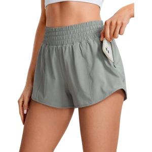 CRZ YOGA High Waisted Running Shorts for Women 2.5″ – Mesh Liner Quick Dry for Workout Sport Athletic with Zipper Pocket(Sterling)