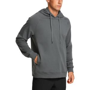 CRZ YOGA Hoodies for Men French Terry Hooded Sweatshirts Workout Athletic Casual Pullover Tops with Pocket(Anthracite)
