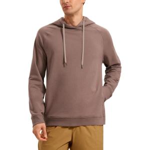 CRZ YOGA Hoodies for Men French Terry Hooded Sweatshirts Workout Athletic Casual Pullover Tops with Pocket(Brown Purple)
