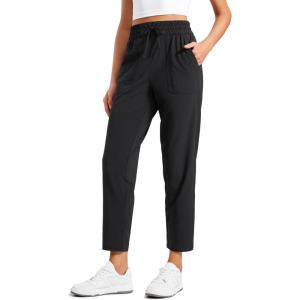 CRZ YOGA Lightweight Ankle Pants for Women 7/8 Casual Lounge Travel Work Trousers with Pockets(Black)