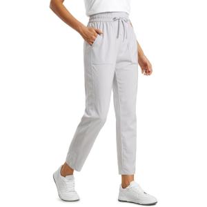 CRZ YOGA Lightweight Ankle Pants for Women 7/8 Casual Lounge Travel Work Trousers with Pockets(Platinum Grey)