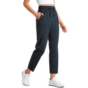 CRZ YOGA Lightweight Ankle Pants for Women 7/8 Casual Lounge Travel Work Trousers with Pockets(True Navy)