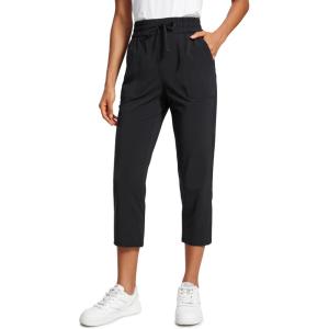 CRZ YOGA Lightweight Capri for Women 23″ Cropped Casual Lounge Work Athletic Travel Pants with Pockets Quick Dry Summer(Black)