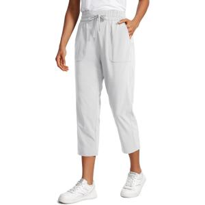 CRZ YOGA Lightweight Capri for Women 23″ Cropped Casual Lounge Work Athletic Travel Pants with Pockets Quick Dry Summer(Platinum Grey)
