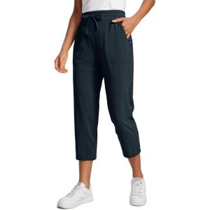 CRZ YOGA Lightweight Capri for Women 23″ Cropped Casual Lounge Work Athletic Travel Pants with Pockets Quick Dry Summer(True Navy)