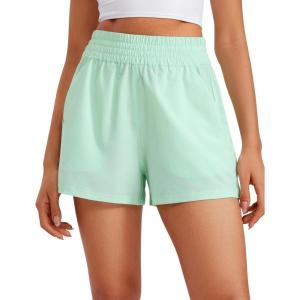 CRZ YOGA Linerless Relaxed Casual Shorts for Women 3″ – High Waisted for Lounge Athletic Golf with Pockets(Mint Moment)