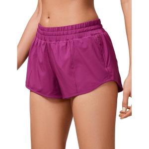 CRZ YOGA Low Waisted Running Shorts for Women 2.5″ – Mesh Liner Quick Dry for Workout Sport Athletic with Zipper Pocket(Magenta Purple)
