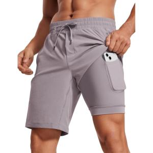 CRZ YOGA Mens 2 in 1 Running Shorts 9″ – Lined Quick Dry for Workout Gym Sports Basketball Athletic with Pockets(Lunar Rock)