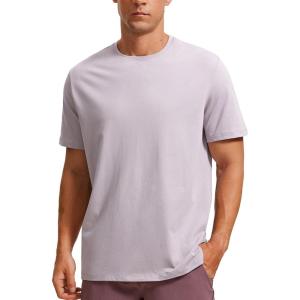 CRZ YOGA Men’s Cotton Polyester Short Sleeve T-Shirt Classic Fit Casual Workout Tops Soft Premium Tee(Iced Iris)