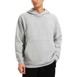 CRZ YOGA Mens Fleece Hoodies Basic Casual Hooded Sweatshirts Long Sleeve Pullover Workout Tops with Pocket(Dove Grey Heather)