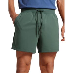 CRZ YOGA Men’s Four-Way Stretch Workout Shorts – 5” Soft Durable for Casual Athletic with Pockets(Dark Forest Green)