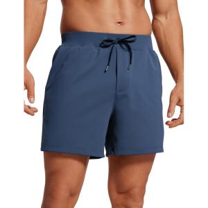 CRZ YOGA Men’s Four-Way Stretch Workout Shorts – 5” Soft Durable for Casual Athletic with Pockets(Electric Blue)