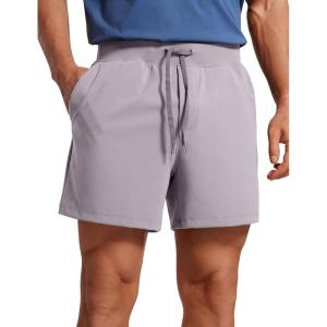CRZ YOGA Men’s Four-Way Stretch Workout Shorts – 5” Soft Durable for Casual Athletic with Pockets(Gull Gray)