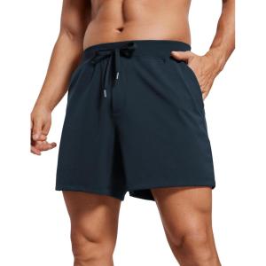 CRZ YOGA Men’s Four-Way Stretch Workout Shorts – 5” Soft Durable for Casual Athletic with Pockets(True Navy)