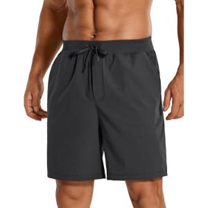 CRZ YOGA Men’s Four-Way Stretch Workout Shorts – 7” Soft Durable for Casual Athletic with Pockets(Ink Gray)