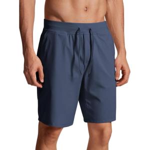 CRZ YOGA Men’s Four-Way Stretch Workout Shorts – 9” Linerless Soft Durable for Casual Athletic with Pockets(Electric Blue)