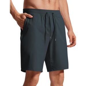 CRZ YOGA Men’s Four-Way Stretch Workout Shorts – 9” Linerless Soft Durable for Casual Athletic with Pockets(Melanite)